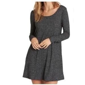 Michael Stars Womens Rattan Jasper Charcoal Poorboy Ribbed Knit Sweater Dress